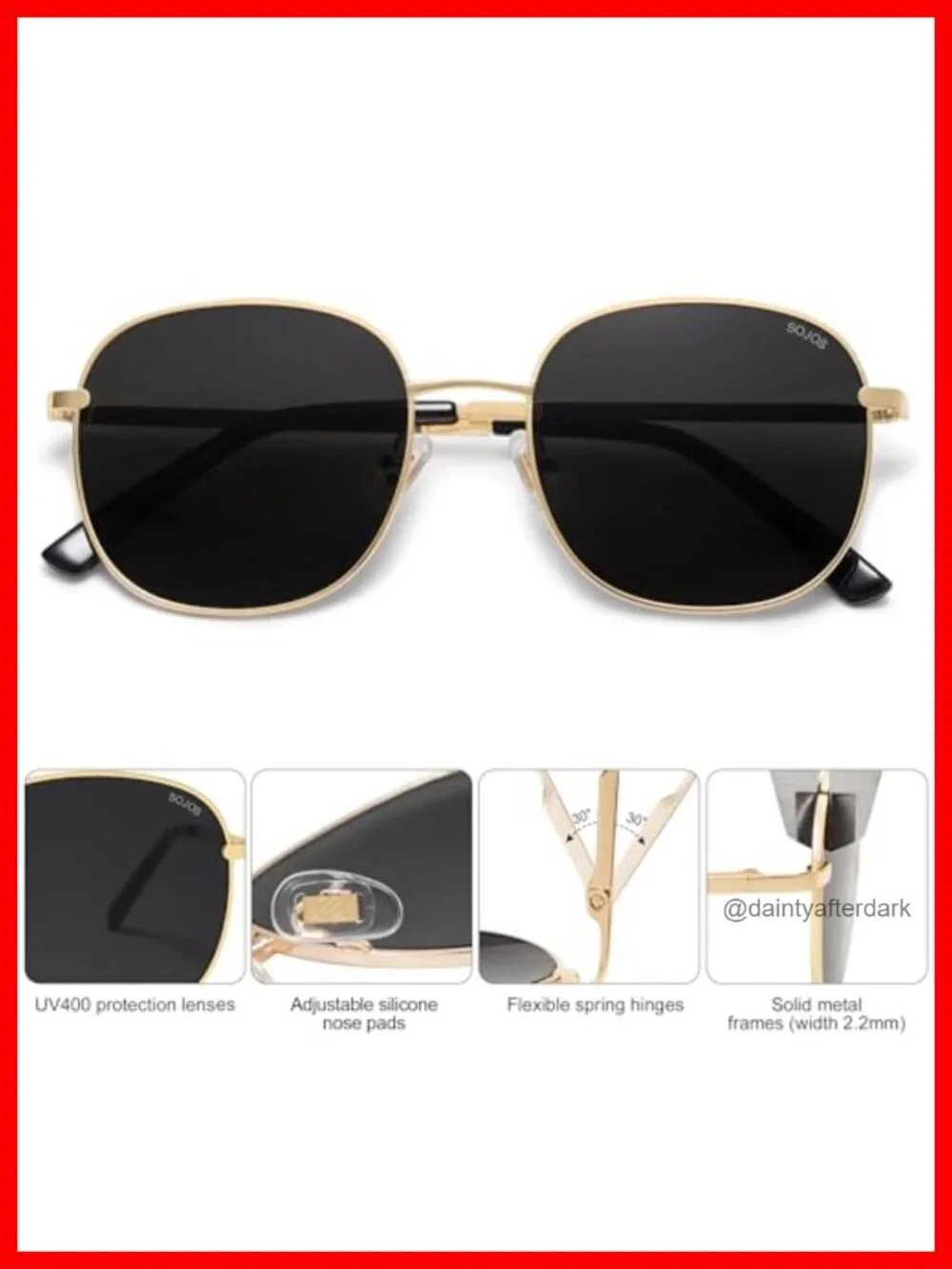Classic Square Metal Sunglasses with UV400 Polarized Lenses